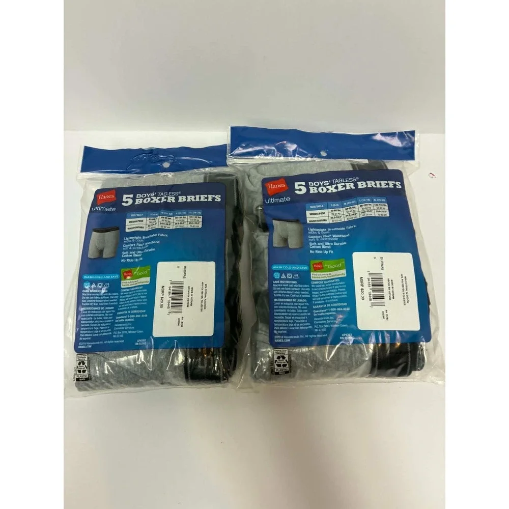 Hanes Boys Boxer Briefs 10 Pack (2x5) Size Small 6-8 Tagless Comfort Flex Lightw